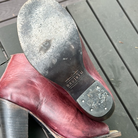 Bed Stu Onset leather peep toe booties, stacked heel, 8.5 - Picture 12 of 16